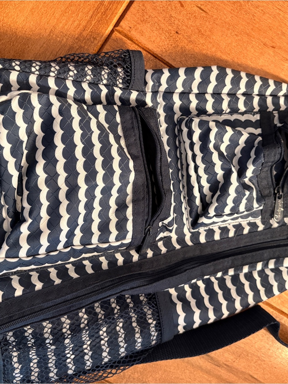 thirty-one Navy and Cream Scallop Pattern Backpack